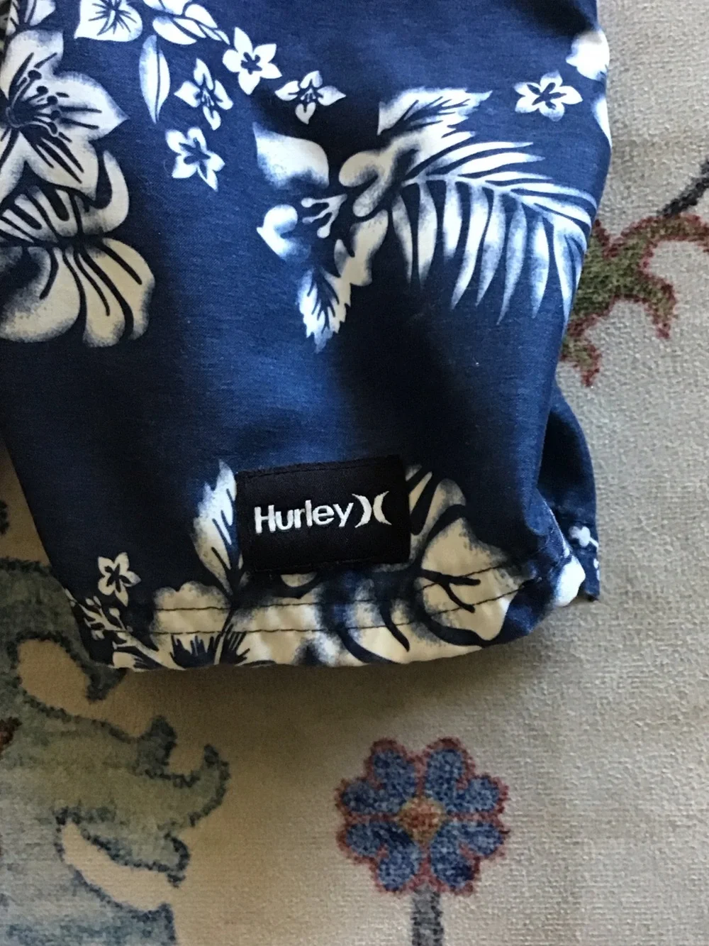Hurley Navy Blue Floral Print Swim Shorts